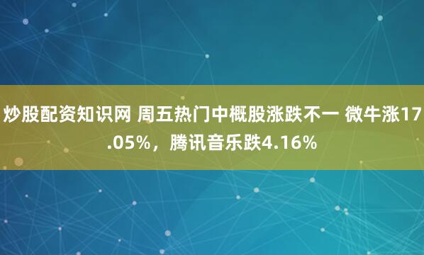 炒股配资知识网 周五热门中概股涨跌不一 微牛涨17.05%，腾讯音乐跌4.16%