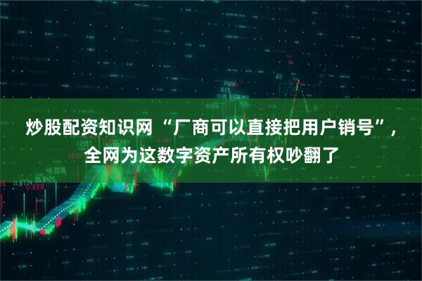 炒股配资知识网 “厂商可以直接把用户销号”，全网为这数字资产所有权吵翻了